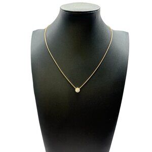 Pandora Necklace Sterling Silver 925 Gold Plated  “Round Pavé‎ Halo” Dainty